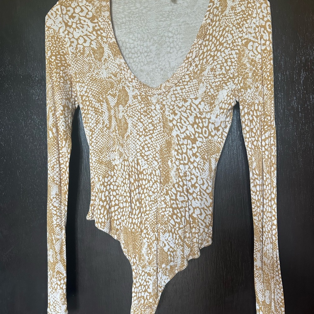Free People gold and White Snakeskin Bodysuit